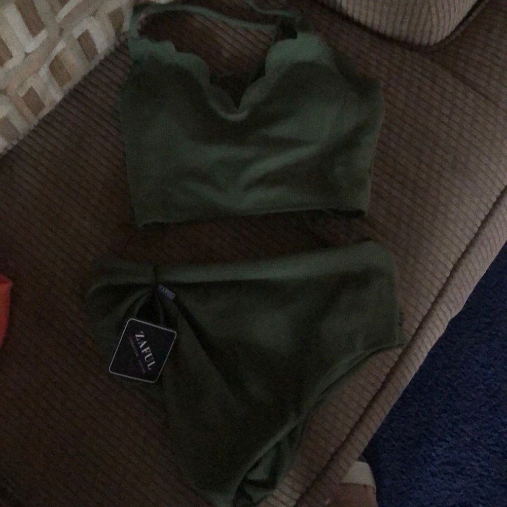 High waisted green bikini